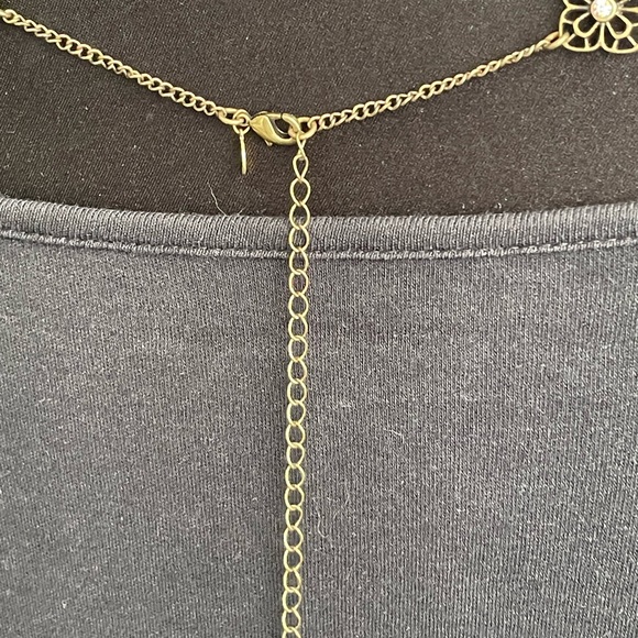 NWT Whimsical necklace in antique brass with aurora borealis crystals - Picture 4 of 5